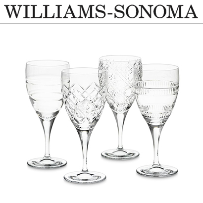 [해외][윌리엄 소노마] Mixed Cut Wine Glasses, Set of 4, Clear